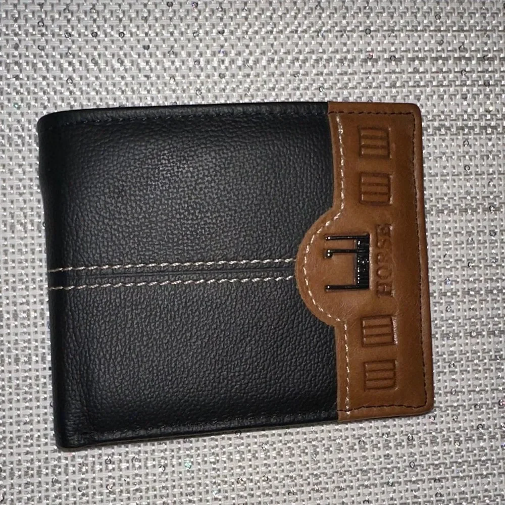 Imperial Horse Brown Tan Color Block Bifold Leather Wallet